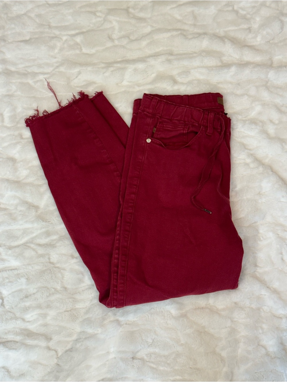 Judy Blue Red Skinny Jeans High Waist Stretch drawstring Size 13/31